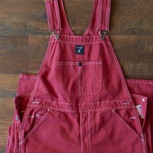 L.C. King Tailored Fit Over-Dyed Brick Red High Back Overalls